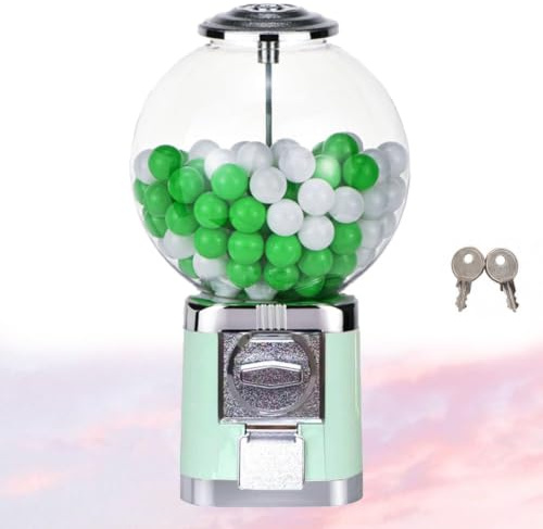 Kapselautomat Med 100 Tomma 32 Mm Kapslar | Legering och PC-byggd, myntfri drift, 43 cm hög, låsbar topp, 2 nycklar ingår(Macarongreen)