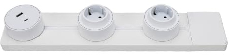 Annadue Eldosa Under Skåpet med USB-portar, 40 Cm Spår Av Aluminiumlegering, Löstagbart Grenuttag för Kontorshem i Köket, Eluttag i Vitt Rostfritt Stål på Väggfäste