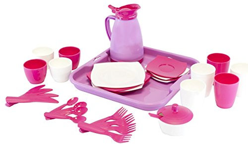 WADER 34 tlg GIRL Kaffee Speise Service Tablett Puppenservice Kinderservice