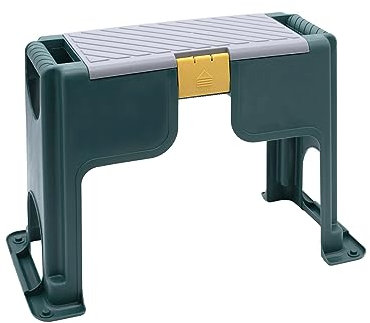 Spetebo Robuste Garten Sitz- und Kniebank - inkl. Knieschutz - Gartenhocker Arbeitshocker Gartenbank