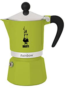 Bialetti Rainbow Caffettiera Colorata, Alluminio, Verde, 1 Tazza