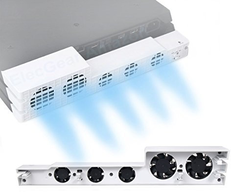 ElecGear PS4 Pro Turbo Cooling Fan in White, External USB Automatic Temperature Sensor Controlled Radiator Heat Exhaust for PlayStation 4 Pro