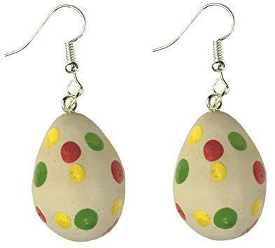 Miniblings Osterei Ei Ohrringe Hänger Eier Frühstücksei Punkte Ostern Handarbeit - Handmade Modeschmuck I Ohrhänger Ohrschmuck versilbert