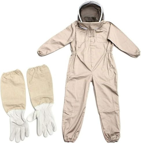 Tuta da Apicoltore per Apicoltori, Tuta da Apicoltore Professionale Tuta Protettiva per Apicoltura Completa per Il Corpo Tuta per Ape Ventilata con Elastico, Guanti in Pelle, L/XL/XXL