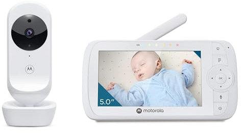 Motorola Nursery VM35 - Video-Babyphone - Weiß - 5-Zoll-Elterneinheit - Infrarot - Digitaler Zoom - Talk-Back-Funktion, 1 Stück (1er Pack)