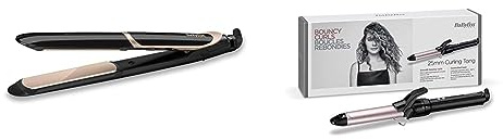 BaByliss Boucleur Curling Tong 25mm pour des Boucles Rapides et Rebondies C325E & Lisseur Super Smooth 235 avec Technologie Titanium-Céramique et Ionique avec mode protection de chaleur ST393E