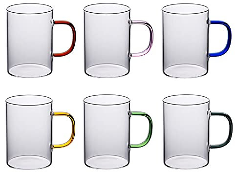 Cristalería Highball, Taza duradera Juego de vasos de 6 piezas con asa (10 oz y 12 oz opcionales) Juego de vasos de cerveza de whisky de café de gran capacidad Adecuado para cócteles, agua, jugo, cerv