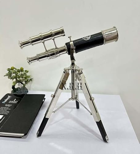 Vintage Double Barrel (London 1917) Telescope On Tripod Stand Antique Home Decor Table Top