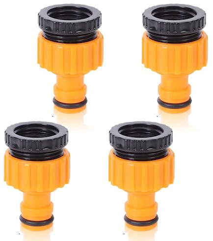 4Pack 2in1 Universal Tap Connector for Garden and Kitchen - Plastic Hose Pipe Fittings 3/4 and 1/2 Threaded Faucet Adapter