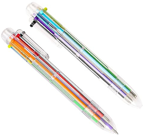 Pinsheng 8 Multicolor 6-i-1 kulspetspennor Indragbara kulspetspennor 0,5 mm Multicolor Bläck Kulspetspennor Transparent fat för kontorsmaterial (6 färger)
