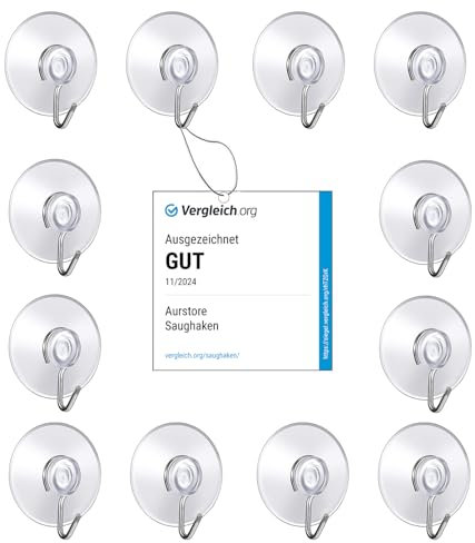 AURSTORE BASA - Lote de 12 Colgadores con Ventosa, Ganchos de Pared con Ventosa de Succión, Pequeñas Ventosas de Plástico con Gancho Redondo para Baño y Cocina (12 Unidades Ventosas)