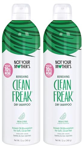 Not Your Mother's Value Pack Clean Freak Refreshing Jumbo Dry Shampoo (2-Pack) - 12 oz Each - 70% More to Instantly Absorb Oil and Refresh Hair Between Washes - Fresh Citrus - For All Hair Types