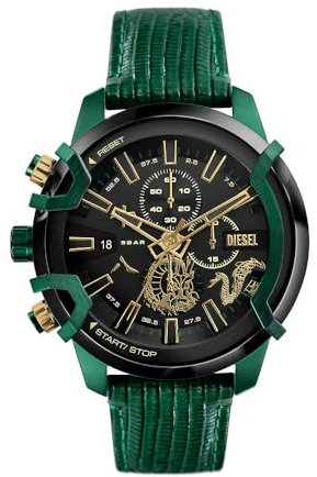 Diesel Herrenuhr Griffed Quarz/Chrono Uhrwerk 48 mm Gehäusegröße mit einem Lederarmband DZ4651