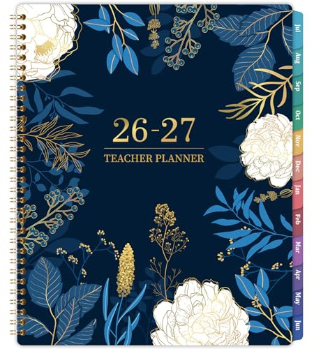 Teacher Planner 2026-2027 - Teacher Planner 2026-2027 Academic Year, Weekly & Monthly Lesson Planner, JULY 2026 - JUNE 2027, 8.5'' x 11'', Colorful Monthly Tabs, Twin-Wire Binding, Holidays, Pocket