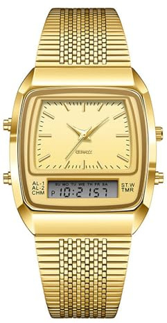 BESTKANG Men's Watch Fashion Analog Quartz Waterproof Watch Sport Multifunctional Wristwatch (Gold)