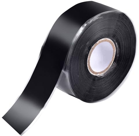 PackYard Self Fusing Silicone Tape 1 in x 16.4' Black Waterproof Rubber Leak Proof Sealing Silicone Rubber Self-amalgamating Tape for Emergency Hot and Cold Water Pipe Repairs and Tool Fixation