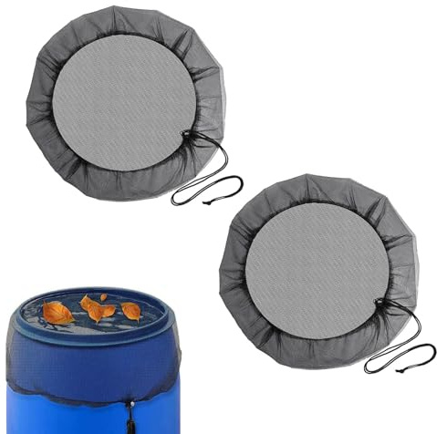 Lot de 2 filets pour citerne de pluie, diamètre : 100 cm, réglable, avec cordon de serrage, protection contre les moustiques et les feuilles