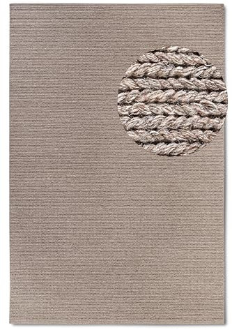 Villeroy & Boch Francois - Alfombra de Lana Natural para salón, Tejida a Mano y respetuosa con el Medio Ambiente, para salón, Dormitorio, Comedor, Pasillo, Cocina, Lino, 160 x 230 cm