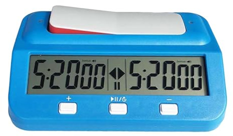 EHJRE Reloj de ajedrez Digital, Reloj cronómetro Internacional de ajedrez, cronómetro de ajedrez para Juegos de Jugadores, Azul