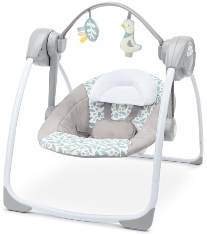Ingenuity Altalena Portatile Comfort 2 Go, 6 Velocità, 10 Melodie, 2 Giocattoli, 0-9M (Endless Bloom)