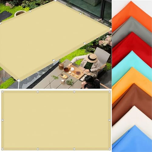 Tenda parasole quadrata da 6 x 8 m, per giardino, patio, prato, sabbia, blocco UV, impermeabile, con occhielli e corda, ideale per ombra e attività all'aperto