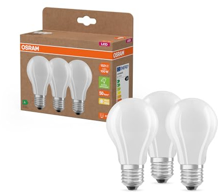 Osram LED LAMPS ENERGY CLASS A ENERGY EFFICIENCY FILAMENT CLASSIC A in A-Form, LED-Lampe, Glas, Matt, 7,2 W, 1521 lm, 2700 K, Energieeffizienzklasse: A, CRI 80