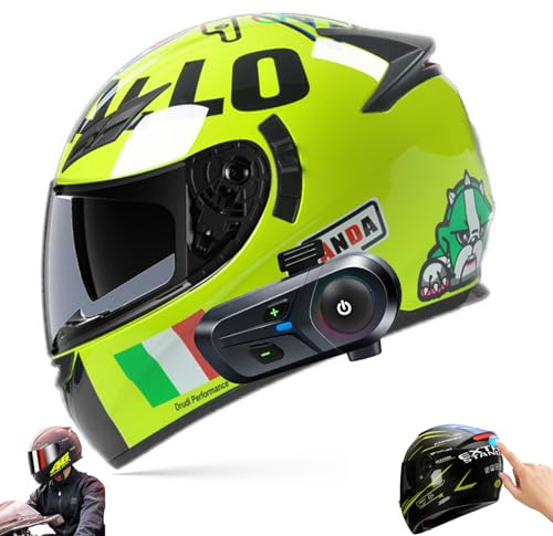 Bluetooth Casco Modulare Per Moto Con Luce Di Coda, Casco Da Moto A Doppia Visiera Integrale Omologato DOT/ECE, Casco Da Moto Flip-Up, Adatto A Uomini E Donne Adulti J,Large
