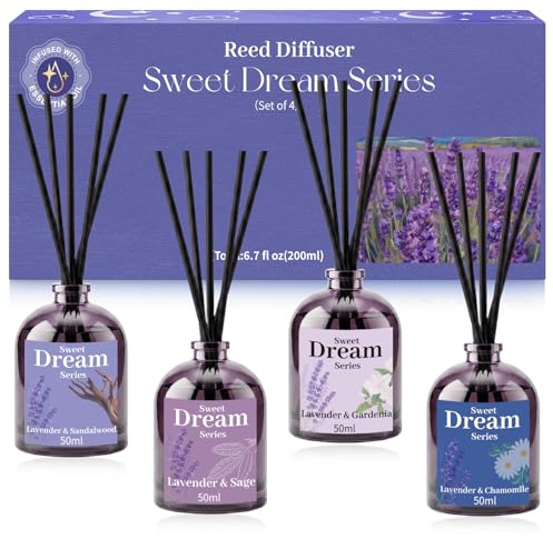 SCENTORINI Difusor de Varillas Lavanda, set Ambientador Hogar 4x50ml