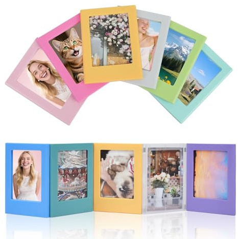 Mini cornice portafoto magnetico 3 pollici – Set da 12 mini cornici magnetiche colorate per frigorifero, portafoto per superfici metalliche, regalo personalizzato, decorazione casa e ufficio fai da te