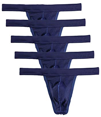Summer Code Herr låg midja mesh trosor string sexiga tanga underkläder, 5-pack kunglig blå, S