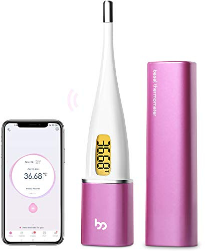 Basal Thermometer for Ovulation, Fertility Monitor & Period Tracker with LED Screen for NFP, Trying to Conceive, Intelligent BBT Thermometer with femometer APP(iOS & Android) - Vinca 2.0