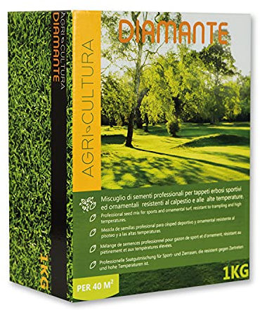 AGRI-CULTURA® - Semi prato resistenti alla siccità | Confezione da 1kg per 40m²| Semi erba prato calpestabile | Semi prato Resistente per tutti i luoghi e tipi di terreno