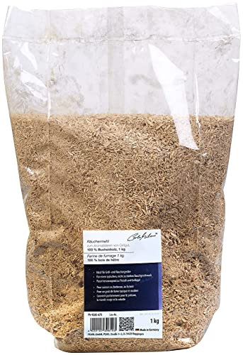 Carlo Milano Smoker-Mehl: Räuchermehl zum Aromatisieren von Grillgut, 100% Buchenholz, 1 kg (Räucherholzmehl für Grill, Gewürz-Räucherspan, Backofen)