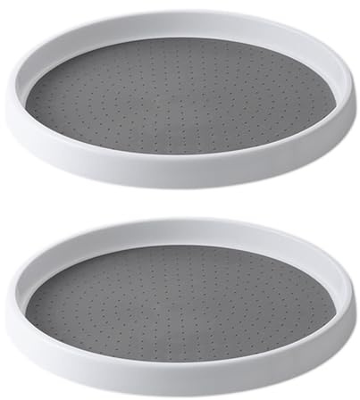 LOLYSIC 2 Pcs Lazy Susan Cupboard Organiser, 25cm 9.8 Lazy Susan Turntable Rotating Spice Rack Condiment Holders for Kitchen Cupboard Cabinet Fridge