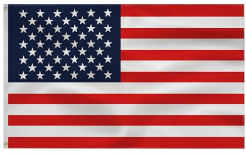 USA FLAG American Flag 3 x 5 FT - Drapeau américain -USA Fahne Indoor/Outdoor Quality Polyester with Vivid Color Double-Stitched Edges Brass Grommets Decorations