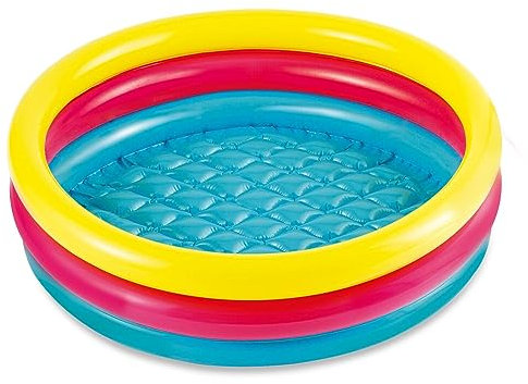 Summer Waves Piscine, Pataugeoire Gonflable Amovible pour Tout-Petit, Piscine Familiale, Piscine de Jardin, Piscine Ronde Multicolore, 86 x 25 CM