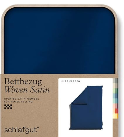schlafgut Woven Satin Bettwäsche 135x200cm Bettdecke Bezug einzeln, Blue Deep Uni in Hotelqualität mit 100% Baumwolle