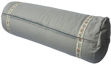 VLFit Yoga-Nackenrolle, umweltfreundlich, Buchweizenrolle, 61 cm x 23 cm, abnehmbarer, waschbarer Bezug, ideal für Yoga, Meditation und allgemeine Unterstützung (GRAPHITGRAU)