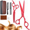 Purple Dragon Friseurschere Set 5,5 Zoll Rot Haarschneideschere Set Profi(Haarschere & Effilierschere) mit 2 Kamm Haar Bart Trimmen Formung Pflege für Männer Frauen Familie Barbier Friseur Anfänger