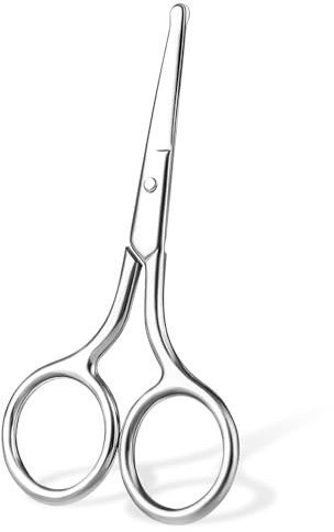 Nasenhaarschere mit Runder Spitze Bartschere Augenbrauenschere Edelstahl Abgerundeter Nasenhaar Schere 10cm Augenbrauentrimmer Silber Ohrenhaarschere für Haare Wimpern Schnurrbart Nase