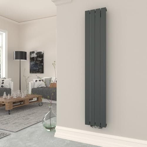 T&K Radiador de Agua Caliente 1600x308 mm Antracita Diseño Plano Vertical Simple Capa Montaje en Pared Radiador para Baño