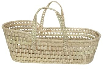 Varletta Capazo Bebe Mimbre Artesano de Palma Natural para Muñecos, Bebé Reborn y Decoración Infantil – Hecho a Mano con Asas Jugar y Decorar -Capazo Infantil Mediano