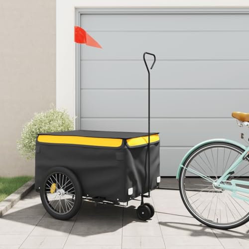 Xichuzi Fahrradanhänger Schwarz und Gelb 45 kg Eisen, Fahrrad Anhänger, Lastenanhänger, Handwagen, Fahrrad-lastenanhänger, Lastenfahrrad - 94113