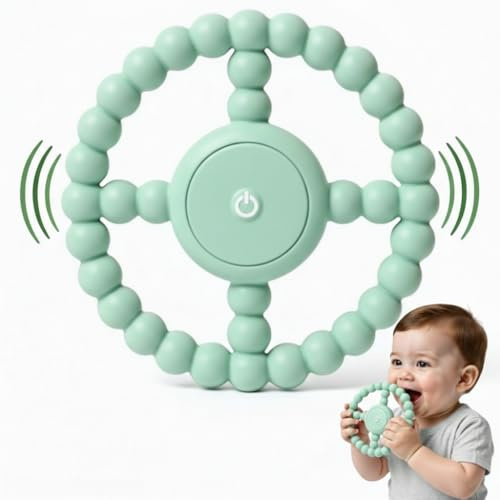 tinifie Vibrating Silicone Teether – USB Rechargeable Gum Massager & Sensory Chew Toy for Baby Teething Relief, BPA Free Oral Motor Aid (Mint Green)