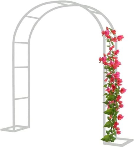 Metall-Gartenbogen, 2,4 m, robuster Laubengang mit Stahlrahmen, wetterbeständige Stütze für Kletterpflanzen (weiß, B2,4 m x H2,2 m)