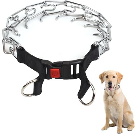 Würgekette für Hunde, Metall, mit abnehmbarer Leine, verstellbar, Anti-Bell-Halsbänder für mittelgroße und kleine Hunde, Outdoor-Training (3,0 mm x 50 cm)