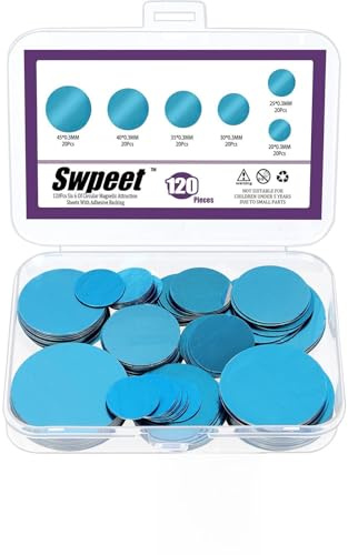 Swpeet 120 strisce magnetiche rotonde sotto l'armadio, con riserva adesiva, strisce magnetiche di ricambio, per armadio, di metallo, non