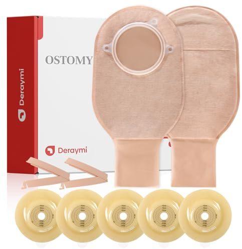 DERAYMI 20 pezzi sacchetti di colostomia convex per pelle rugosa irregolare, Max 45mm (15 pezzi borsa di ostomia + 5 pezzi convex ostomia barriere)