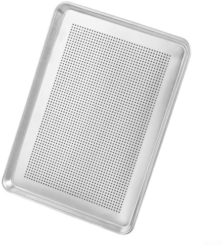 Plaque de cuisson perforée en aluminium anodisé 45 x 33 cm pour le refroidissement des gâteaux, pizzas et pâtisseries, grille de four commerciale avec répartition uniforme de la chaleur