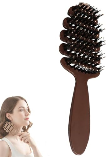 Cepillo de Cerdas para Dar Volumen al Cabello,Cepillo para Cardar el Cabello con Cerdas para Dar Volumen,Reduce Electricidad Estática,Restaura el Brillo y la Textura (Marrón)